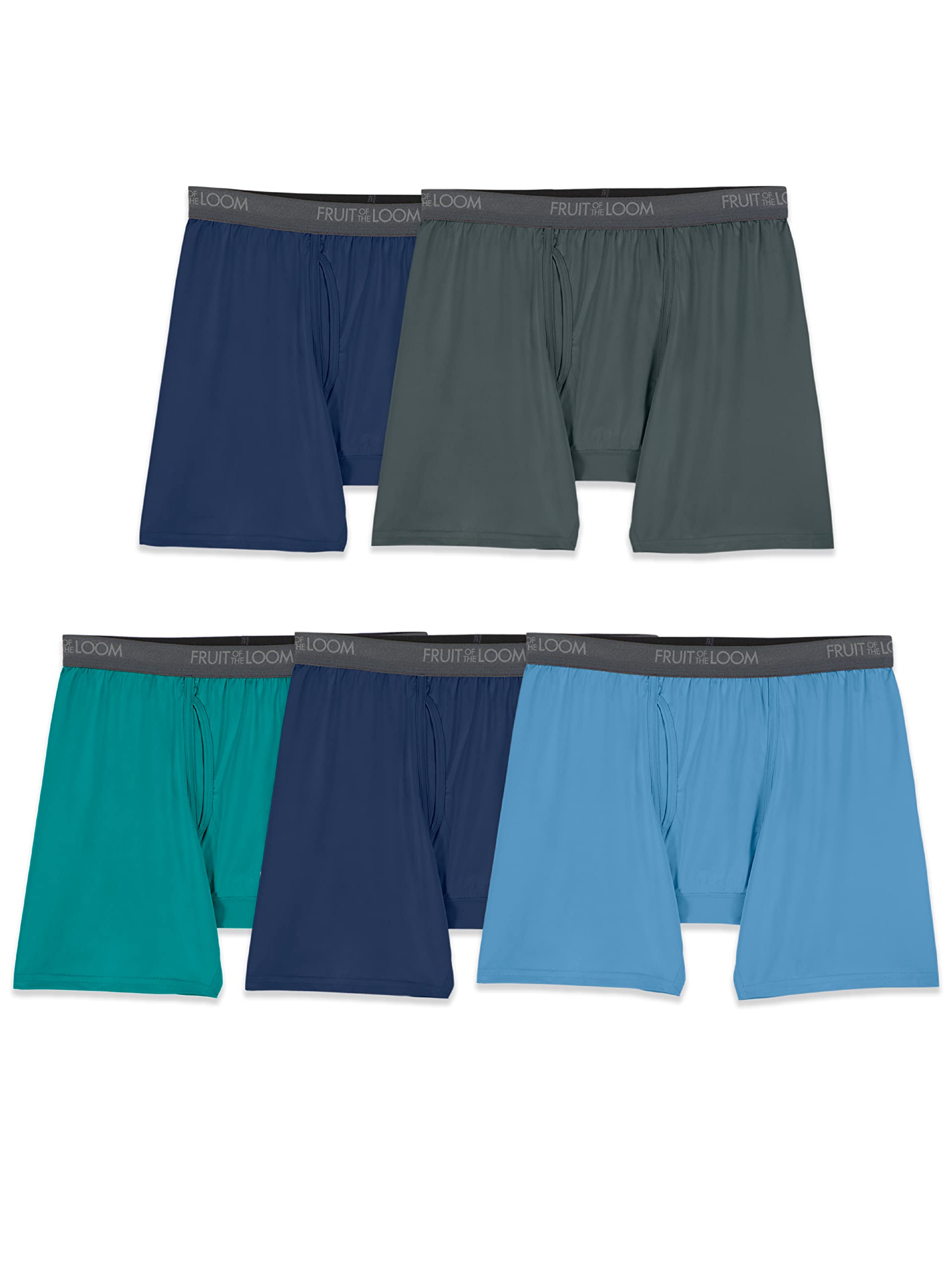 Fruit of the Loom Men's 4-Way Stretch Boxer Briefs | Lightweight & Moisture Wicking | Regular Fit