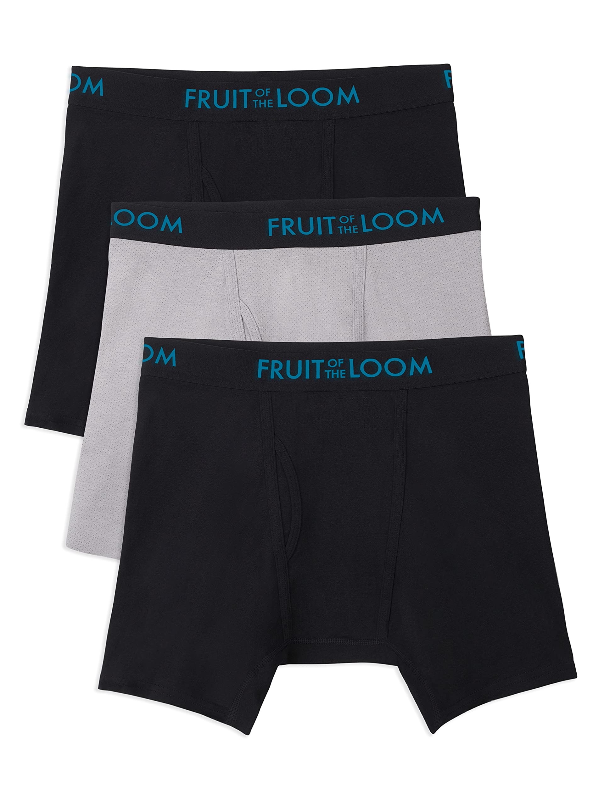 Fruit of the Loom Men's Breathable Boxer Briefs, Moisture Wicking Underwear, Assorted Color Multipacks