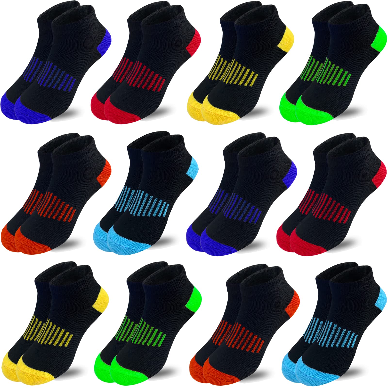 Tsmollyu Boys 12 Pairs Ankle Athletic Cotton Socks for Kids Half Cushioned Low Cut
| Tsmollyu Boys 12 Pairs Cotton Ankl